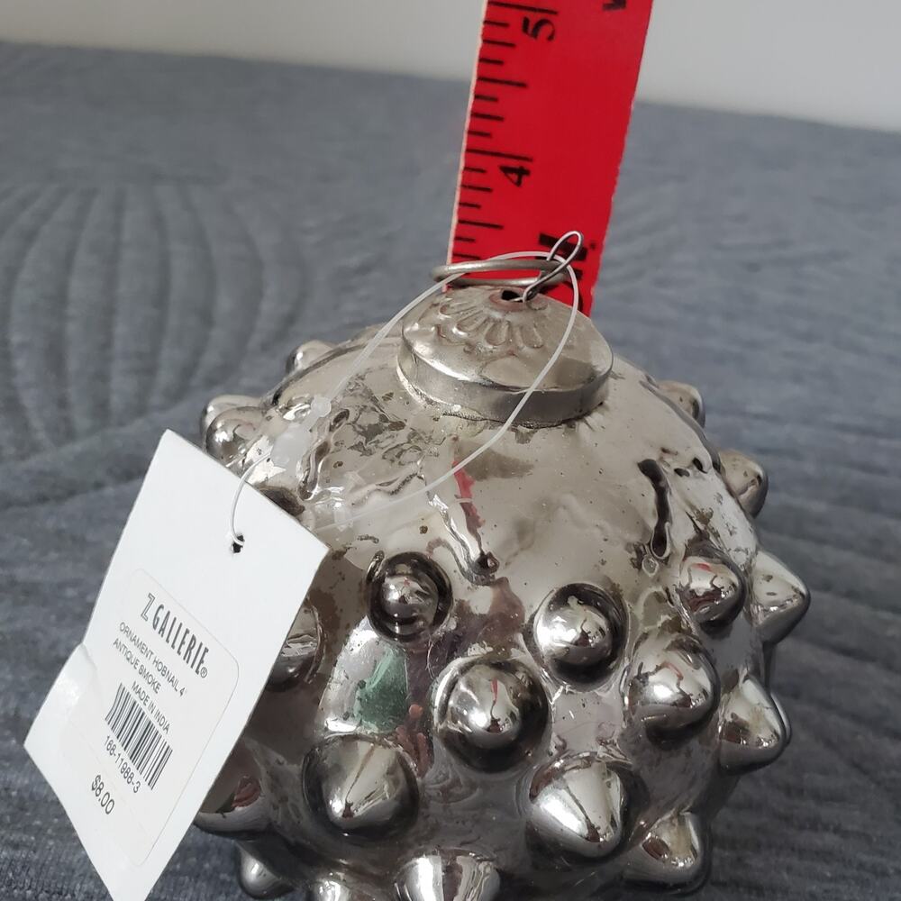 Retro Z Gallerie Christmas Ornament Hobnail Silver Antique Smoke 4" New Holiday - Picture 6 of 7